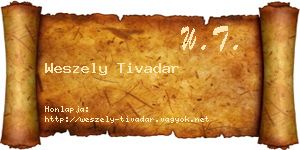 Weszely Tivadar névjegykártya